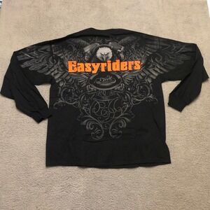 Easyriders Motorcycle Long Sleeve T-Shirt Black Eagle Graphic Mens XL AOP